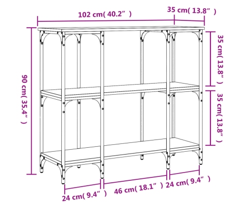 Mesa consola madera de ingeniería roble ahumado 102x35x90 cm