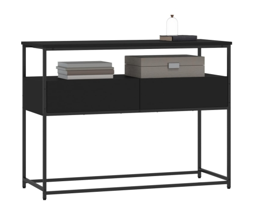 Mesa consola madera de ingeniería negra 100x40x75 cm