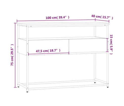 Mesa consola madera de ingeniería negra 100x40x75 cm