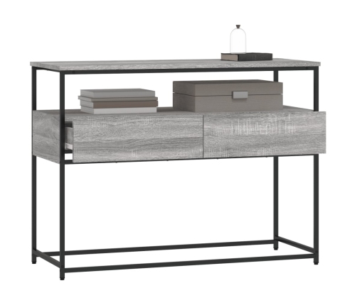 Mesa consola madera de ingeniería gris Sonoma 100x40x75 cm