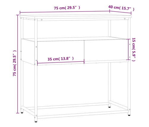 Mesa consola madera de ingeniería negra 75x40x75 cm