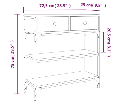 Mesa consola madera de ingeniería roble ahumado 72,5x25x75 cm