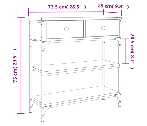 Mesa consola madera de ingeniería gris Sonoma 72,5x25x75 cm