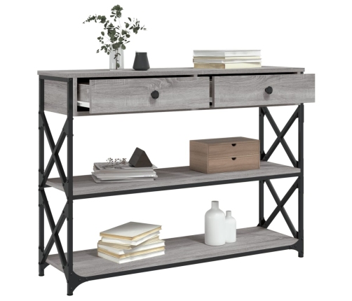 Mesa consola madera de ingeniería gris Sonoma 100x28x75 cm