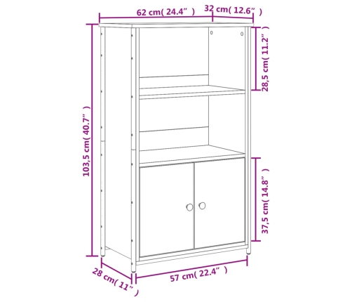 Aparador alto madera de ingeniería roble Sonoma 62x32x103,5 cm