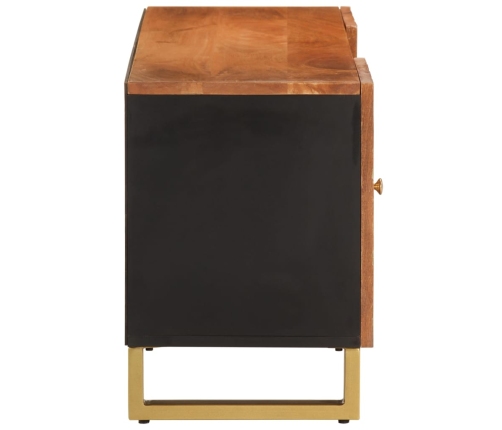 Mueble de TV madera maciza mango marrón y negro 105x33,5x46 cm