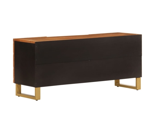 Mueble de TV madera maciza mango marrón y negro 105x33,5x46 cm