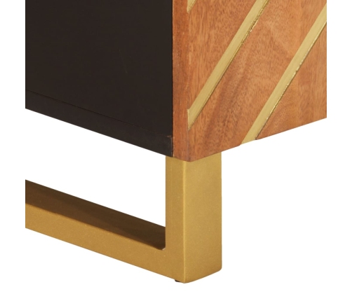 Mueble de TV madera maciza mango marrón y negro 105x33,5x46 cm