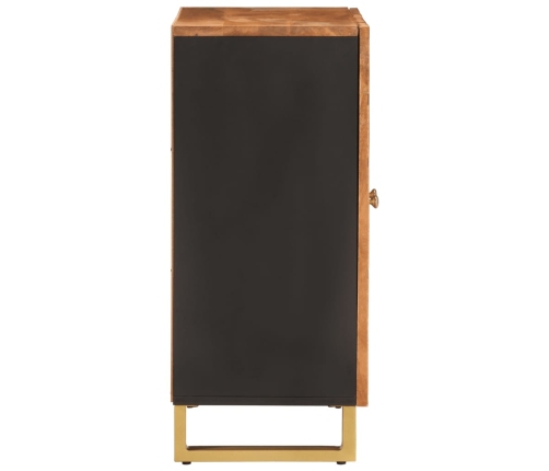 Mueble auxiliar madera maciza mango marrón/negro 60x33,5x75 cm