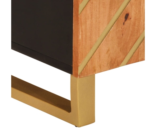 Mueble auxiliar madera maciza mango marrón/negro 60x33,5x75 cm