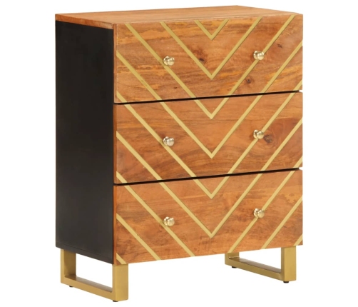 Mueble auxiliar madera maciza mango marrón/negro 60x33,5x75 cm