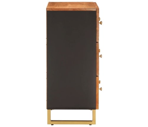 Mueble auxiliar madera maciza mango marrón/negro 60x33,5x75 cm