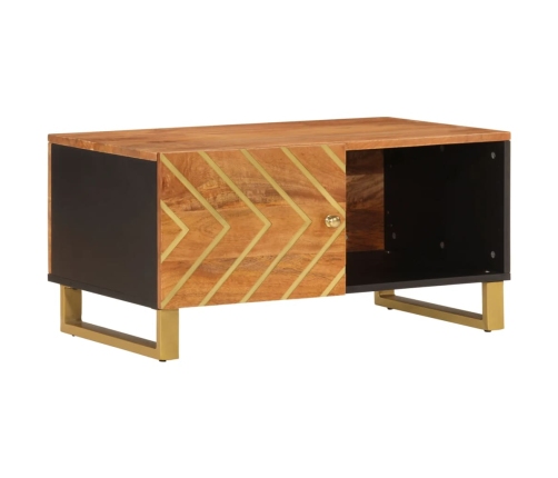 vidaXL Mesa de centro madera maciza de mango negro marrón 80x50x40 cm