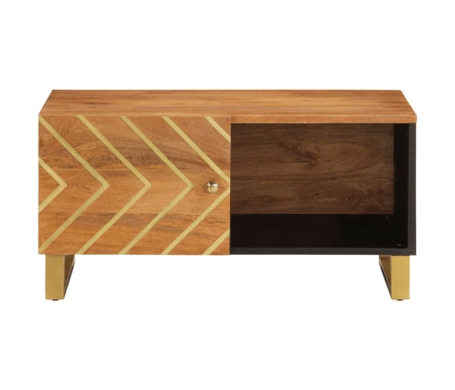 vidaXL Mesa de centro madera maciza de mango negro marrón 80x50x40 cm