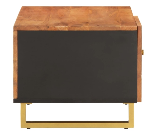 vidaXL Mesa de centro madera maciza de mango negro marrón 80x50x40 cm