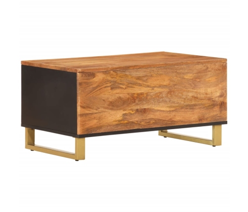 vidaXL Mesa de centro madera maciza de mango negro marrón 80x50x40 cm