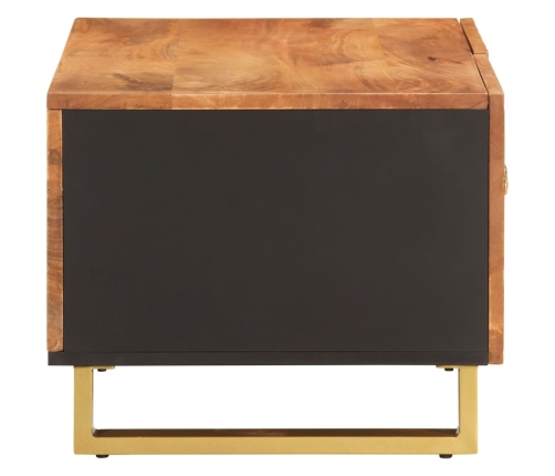 Mesa de centro madera maciza de mango negro marrón 80x50x40 cm