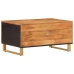 Mesa de centro madera maciza de mango negro marrón 80x50x40 cm