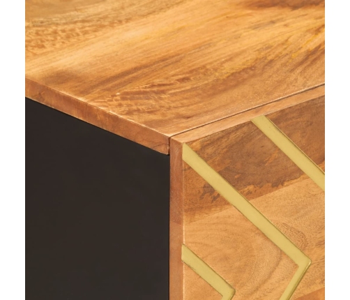 Mesa de centro madera maciza de mango negro marrón 80x50x40 cm