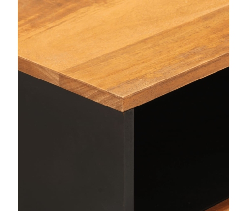 Mesita de noche madera maciza mango marrón y negro 50x33x60 c