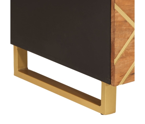 Mesa de centro madera maciza de mango negro marrón 100x54x40 cm