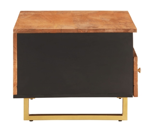 Mesa de centro madera maciza mango negro y marrón 80x54x40 cm