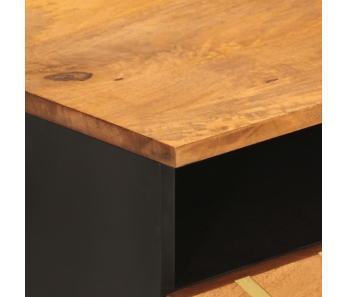 Mesa de centro madera maciza mango negro y marrón 80x54x40 cm