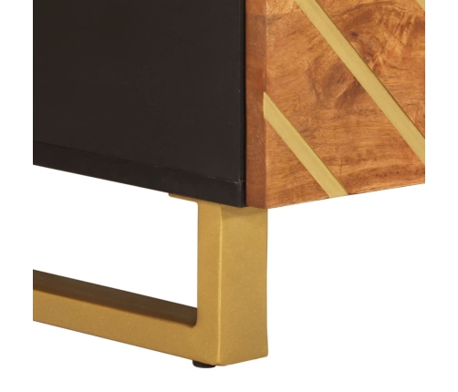 Mesa de centro madera maciza mango negro y marrón 80x54x40 cm