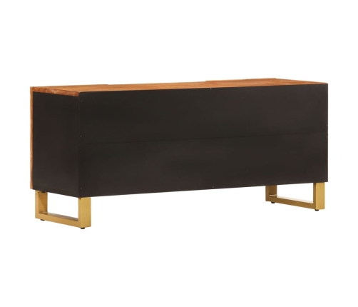 Mueble de TV madera maciza mango marrón y negro 105x33,5x46 cm