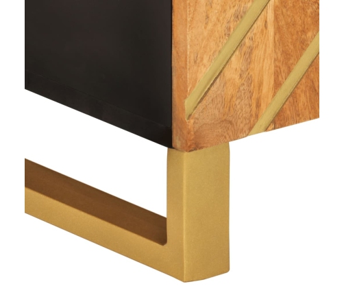 Mueble de TV madera maciza mango marrón y negro 105x33,5x46 cm