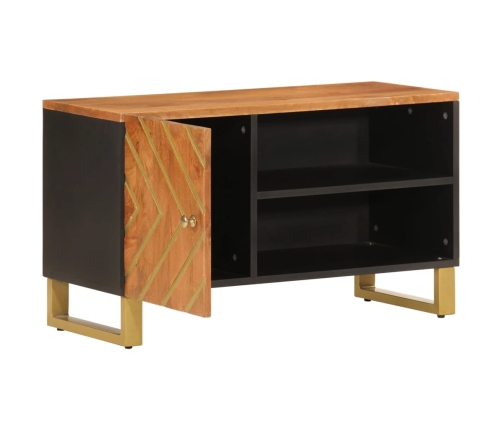 vidaXL Mueble de TV madera de mango marrón negro 80x31,5x46 cm