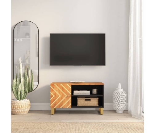 vidaXL Mueble de TV madera de mango marrón negro 80x31,5x46 cm