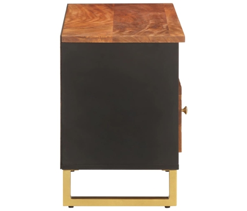 Mueble de TV madera maciza mango marrón y negro 100x33,5x46 cm