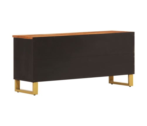 Mueble de TV madera maciza mango marrón y negro 100x33,5x46 cm