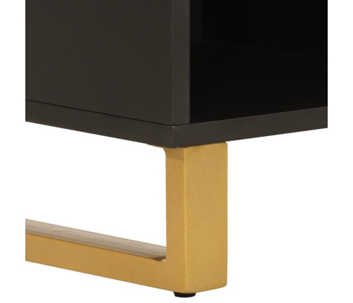 Mueble de TV madera maciza mango marrón y negro 100x33,5x46 cm