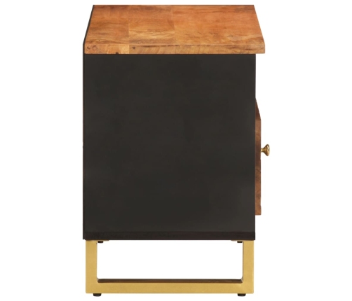 Mueble de TV madera maciza de mango marrón negro 80x33,5x46 cm