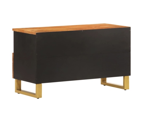 Mueble de TV madera maciza de mango marrón negro 80x33,5x46 cm