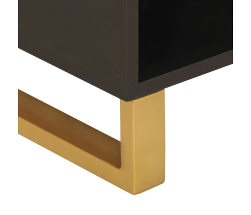 Mueble de TV madera maciza de mango marrón negro 80x33,5x46 cm