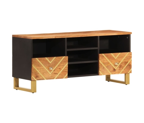 Mueble de TV madera maciza mango marrón y negro 100x33,5x46 cm