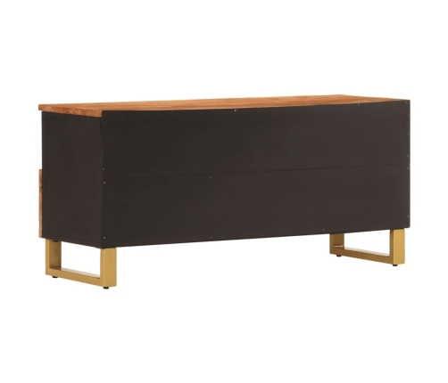 Mueble de TV madera maciza mango marrón y negro 100x33,5x46 cm