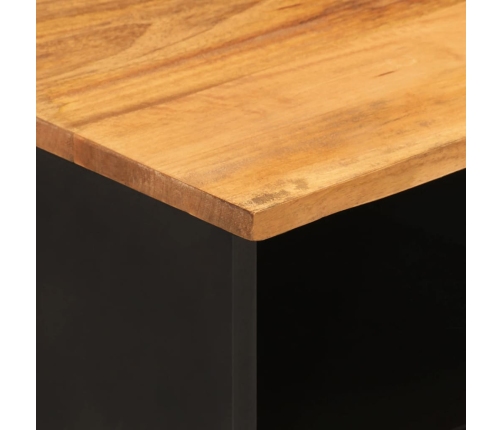 Mueble de TV madera maciza mango marrón y negro 100x33,5x46 cm