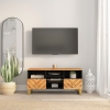 Mueble de TV madera maciza mango marrón y negro 100x33,5x46 cm