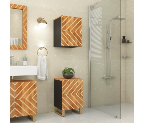 Mueble de baño de pared madera maciza mango marrón y negro