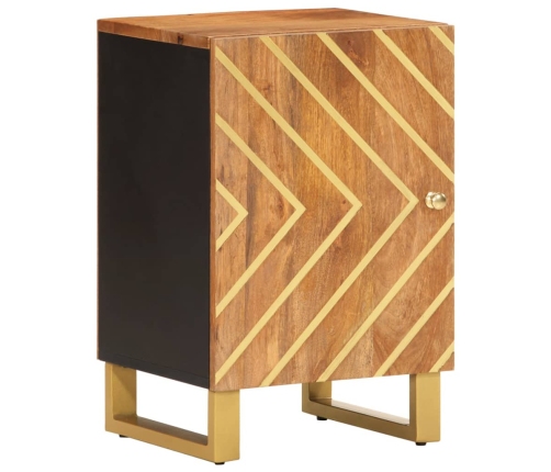 Mueble de baño madera maciza mango marrón y negro 38x33,5x58 cm