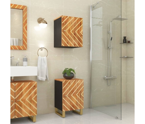 Mueble de baño madera maciza mango marrón y negro 38x33,5x58 cm