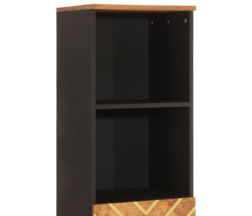 Mueble de baño madera maciza mango marrón negro 38x33,5x160 cm