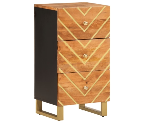 Mueble auxiliar madera maciza mango marrón/negro 40x33,5x75 cm