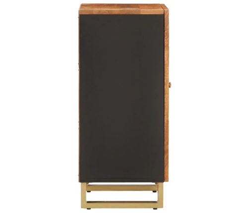 Mueble auxiliar madera maciza mango marrón/negro 40x33,5x75 cm