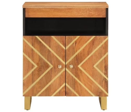 Mueble auxiliar madera maciza mango marrón/negro 60x33,5x75 cm