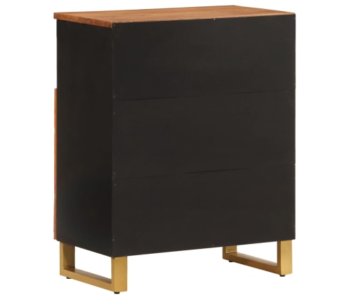 Mueble auxiliar madera maciza mango marrón/negro 60x33,5x75 cm